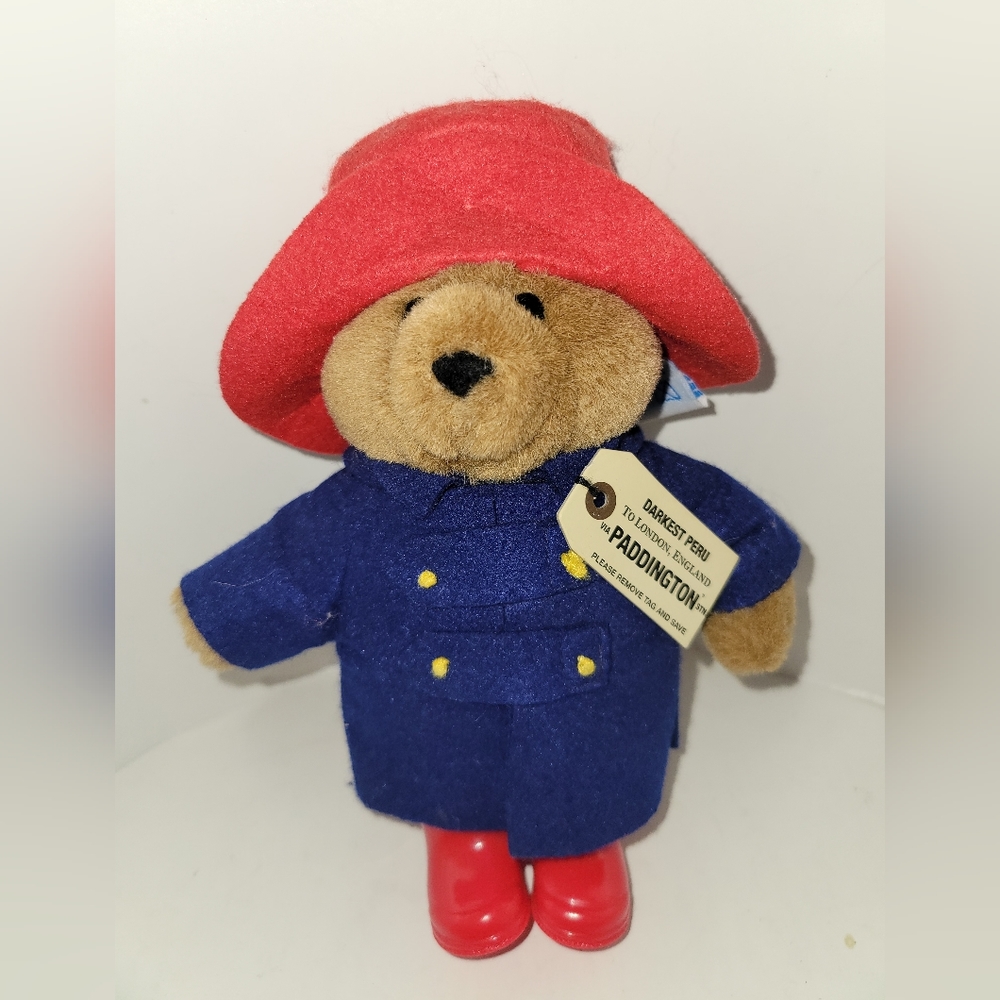 Rainbow Designs Vintage Paddington Bear 2001 Plush Blue Raincoat Red Boots Hat